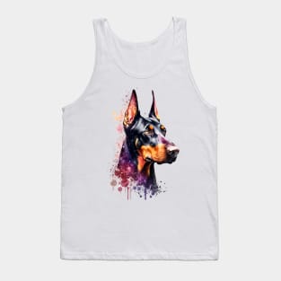 Colorful Doberman Watercolor Art Tank Top